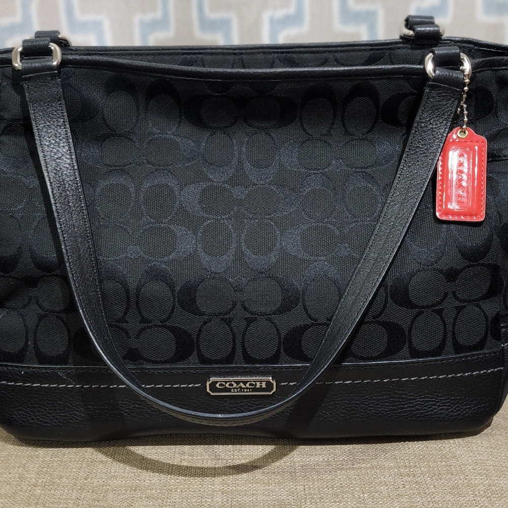 COACH black leather/canvas handbag